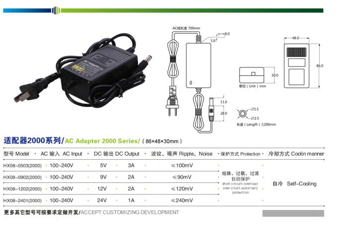 Kabel AC Sendiri Terhubung Adaptor AC DC 15W Universal 5V3A 86 * 48 * 30mm 0