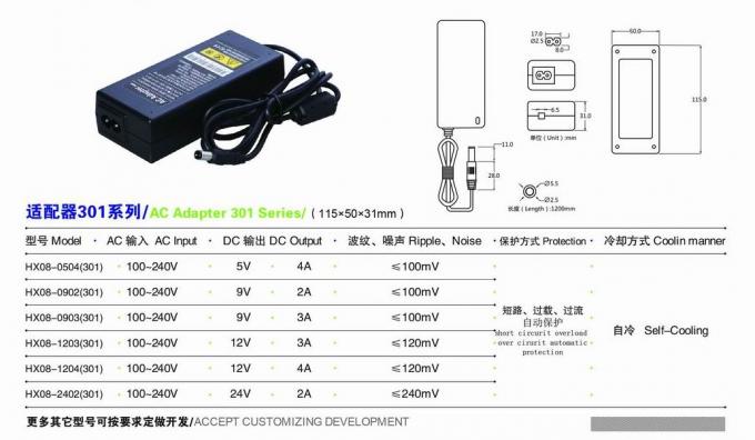 12V 3AMP Power Supply 115 * 47 * 32mm CCTV Power Supply Adapter Dengan Kabel Listrik AC 0